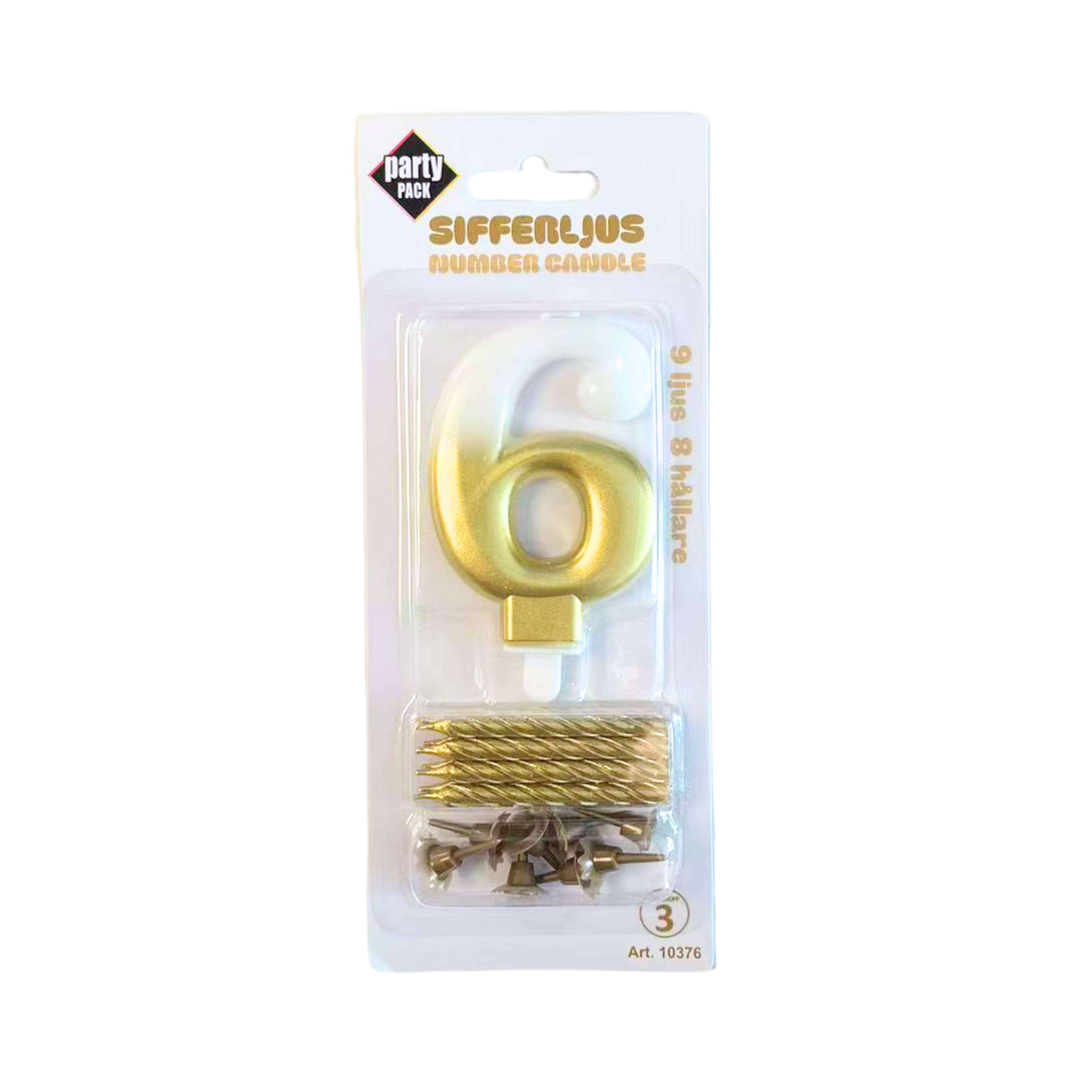 Sifferljus Vit/Guld nr.6